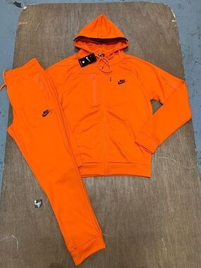 Nike Orange Hooded Zip Jacket and Joggers Set
